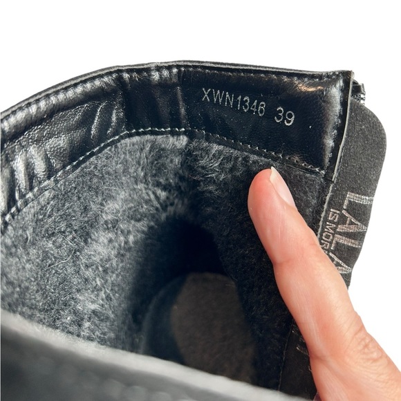 Floral Embroidered Black Ankle Boots, Size 39, faux suede, heels, like NEW - Picture 7 of 9